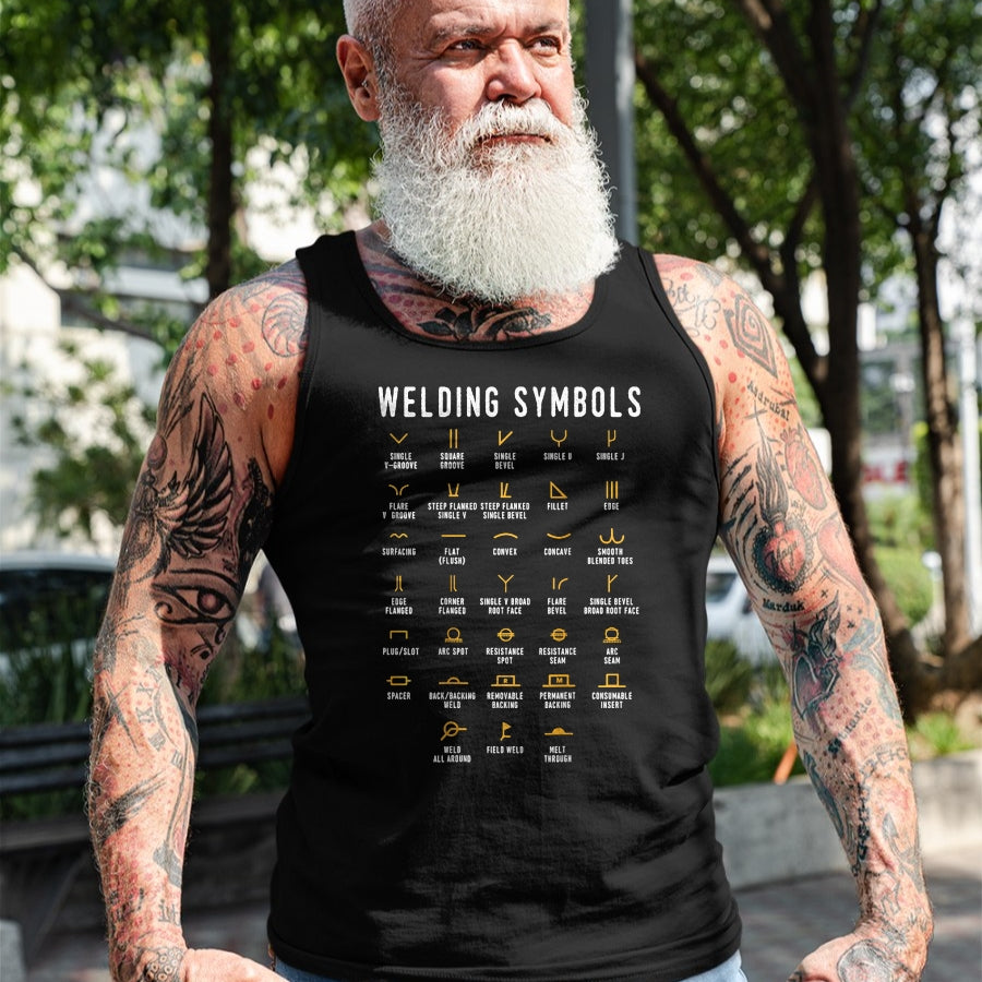 Best Mechanic Life Shirt, Funny Mechanic UnisexT-Shirt/Hoodie/Sweatshirt HLT00 - Welding Symbols - Funny Welder (On Back) T-Shirt