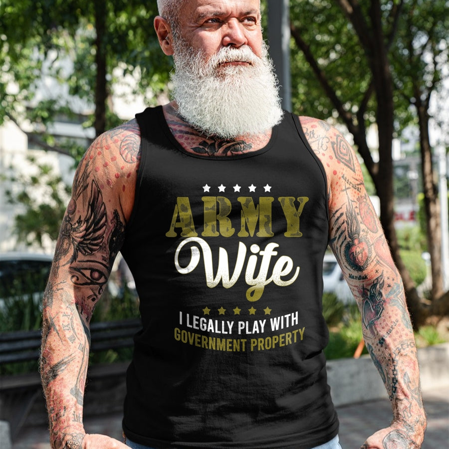 Best Wife Shirt, Wife and Husband Unisex T-Shirt/Hoodie/Sweatshirt HLT00 - Gift for wife T shirt, lucky wife   Army Veteran Wife Shirt Proud Army Wife Gift Tank Top