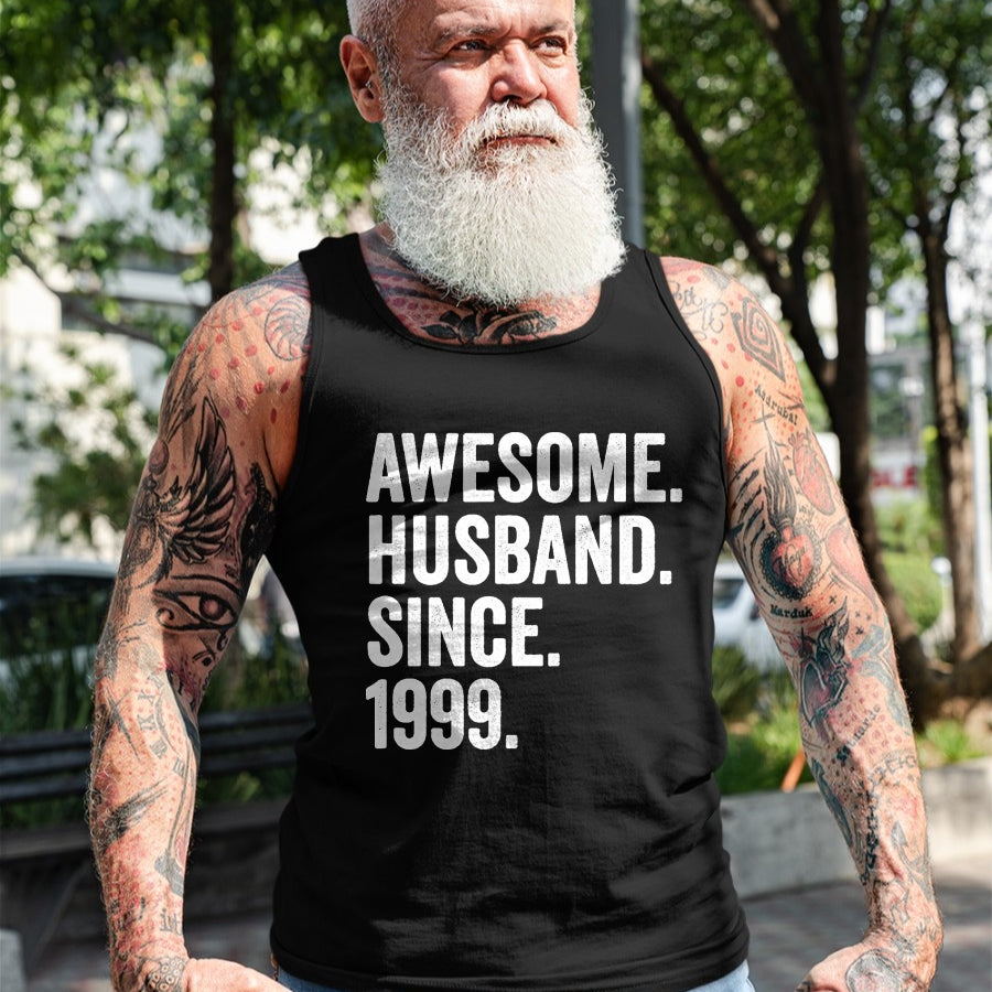 Best Wife Shirt, Wife and Husband Unisex T-Shirt/Hoodie/Sweatshirt HLT00 - Awesome Husband Since 1999 25th wedding anniversary 25 years T-Shirt