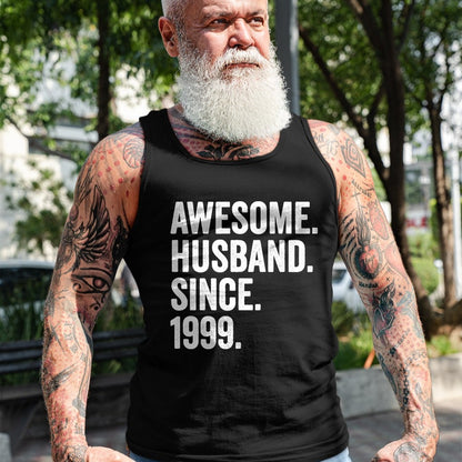 Best Wife Shirt, Wife and Husband Unisex T-Shirt/Hoodie/Sweatshirt HLT00 - Awesome Husband Since 1999 25th wedding anniversary 25 years T-Shirt