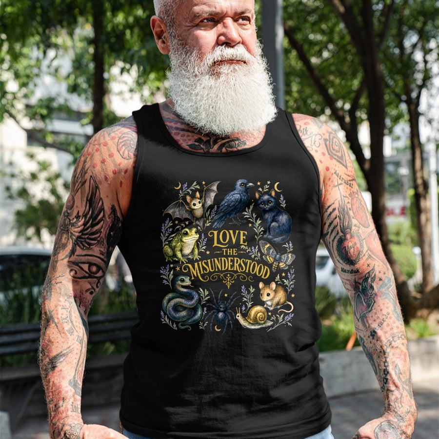 Cat Love Shirt, Funny Cat Lover Gift UnisexT-Shirt/Hoodie/Sweatshirt HLT00 - Love The Misunderstood Bat Raven Cat Snake Spider Moth Frog T-Shirt