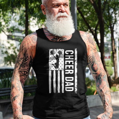 Gift for Dad Shirt, Funny Dad Unisex T-Shirt/Hoodie/Sweatshirt HLT00 – Cheer Dad Cheerleading American Flag Fathers Day Cheerleader T-Shirt