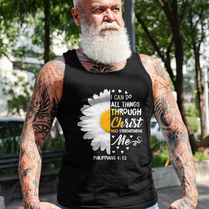 Christian Tee, Christian Faith Unisex T-Shirt/Hoodie/Sweatshirt HLT00 - I Can Do All Things Through Christ - Daisy Flower Religious T-Shirt (1)