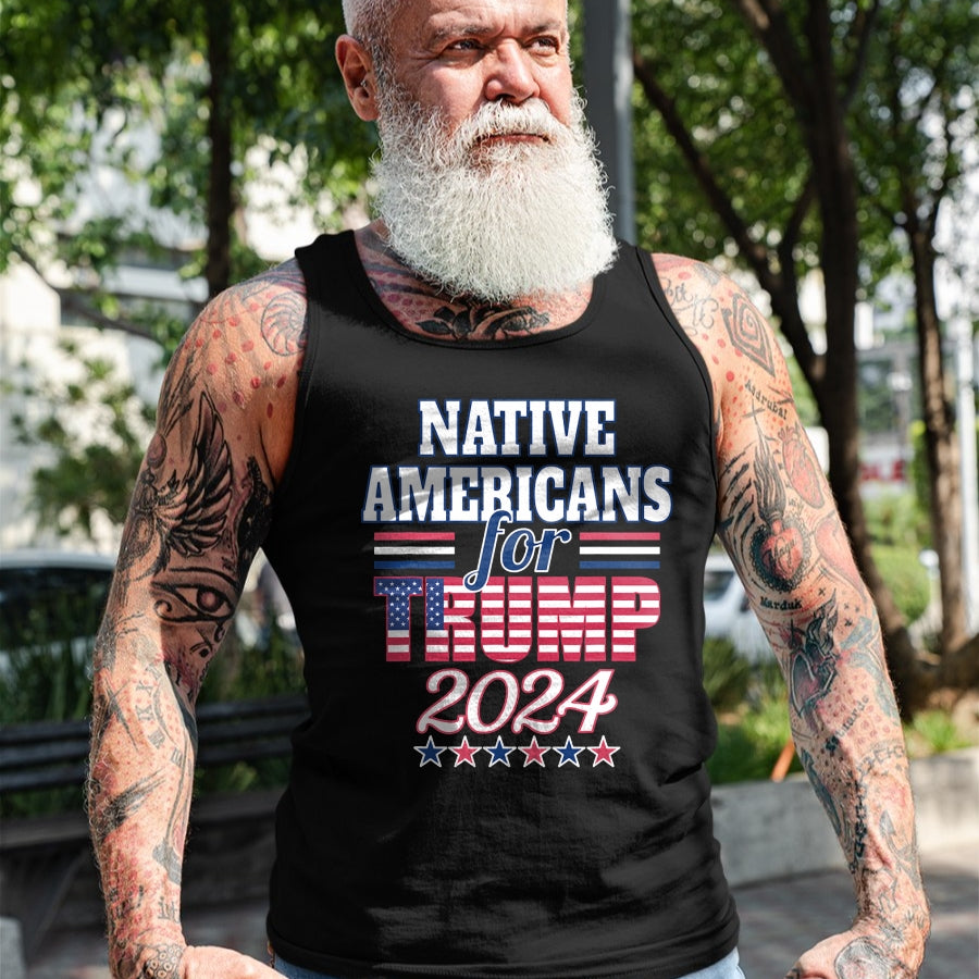 Native American T-Shirts, Vintage Native American Unisex T-Shirt/Hoodie/Sweatshirt HLT00 - Native Americans For Trump 2024 Election Trump Supporter