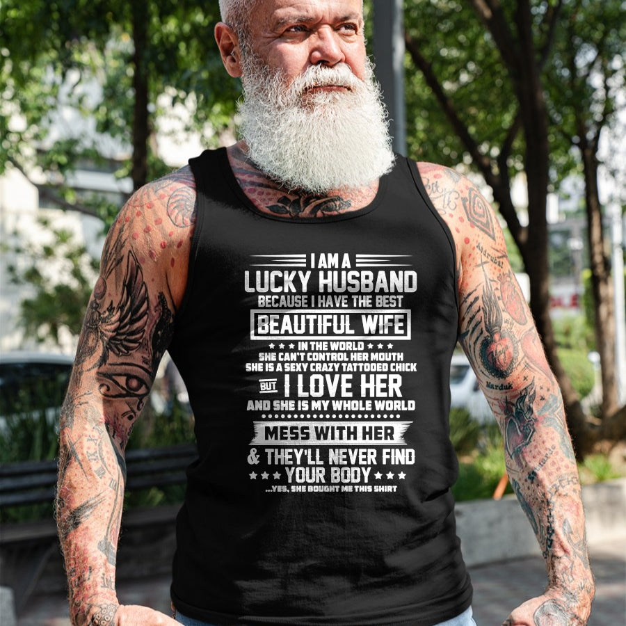 Best Wife Shirt, Wife and Husband Unisex T-Shirt/Hoodie/Sweatshirt HLT00 - Gift for wife T shirt, lucky wife   I am a lucky husband because i have the best beautiful wife Swea