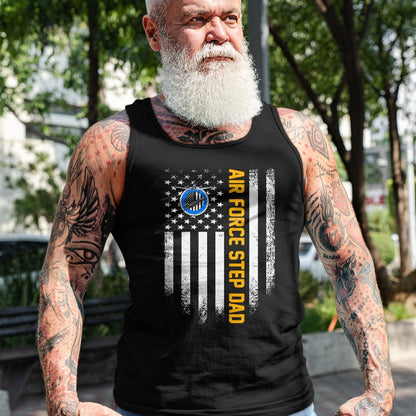 Gift for Dad Shirt, Funny Dad Unisex T-Shirt/Hoodie/Sweatshirt HLT00 – Vintage USA American Flag Proud Air Force Veteran Step Dad T-Shirt