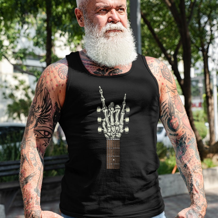 Guitar Lover Shirt, Funny Guitar UnisexT-Shirt/Hoodie/Sweatshirt HLT00 - Rock On Skeleton Hand Guitar Gifts Men Graphic Tee Rock Band T-Shirt
