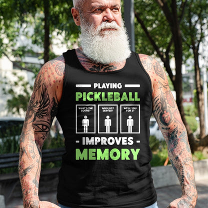 Funny Pickleball Shirt, Pickleball Lover Unisex T-Shirt/Hoodie/Sweatshirt HLT00 - Playing Pickleball Improves Memory Dink Player Short Sleeve T-Shirt