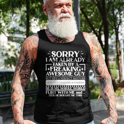 Best Wife Shirt, Wife and Husband Unisex T-Shirt/Hoodie/Sweatshirt HLT00 - Sorry I Am Already Taken By A Guy Husband T-Shirt (1)