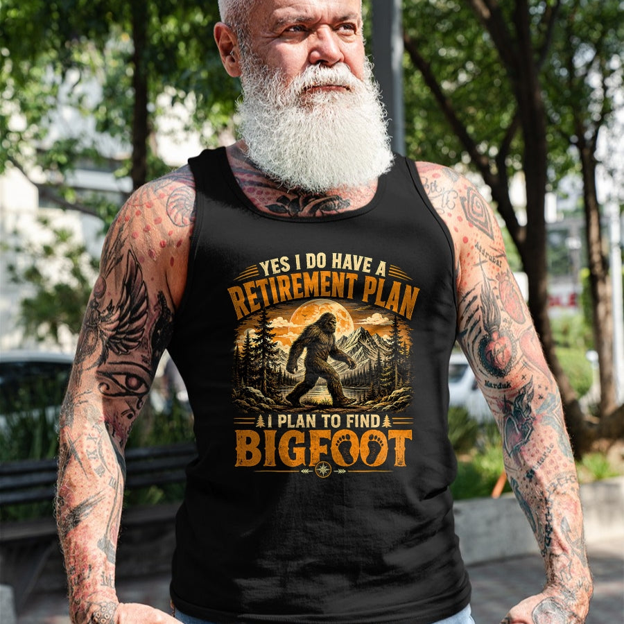Funny Camping Shirt, Gift For Camping Lover Unisex T-Shirt/Hoodie/Sweatshirt HLT00 - Vintage Bigfoot Mountain Explorer Retirement Plan Merch T-Shirt