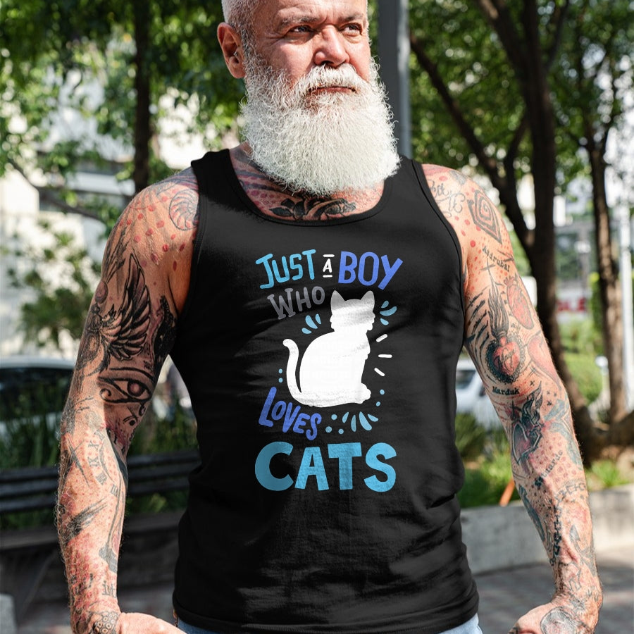 Cat Love Shirt, Funny Cat Lover Gift UnisexT-Shirt/Hoodie/Sweatshirt HLT00 - Kids Cat Just A Boy Who Loves Cats for Cat Lovers T-Shirt