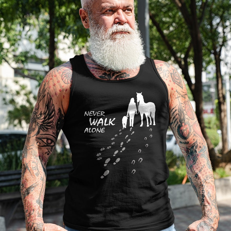 Best Horse Lover Shirt , Funny Horse UnisexT-Shirt/Hoodie/Sweatshirt HLT00 - Dog horse - never walk alone - horse fan dog lover T-Shirt