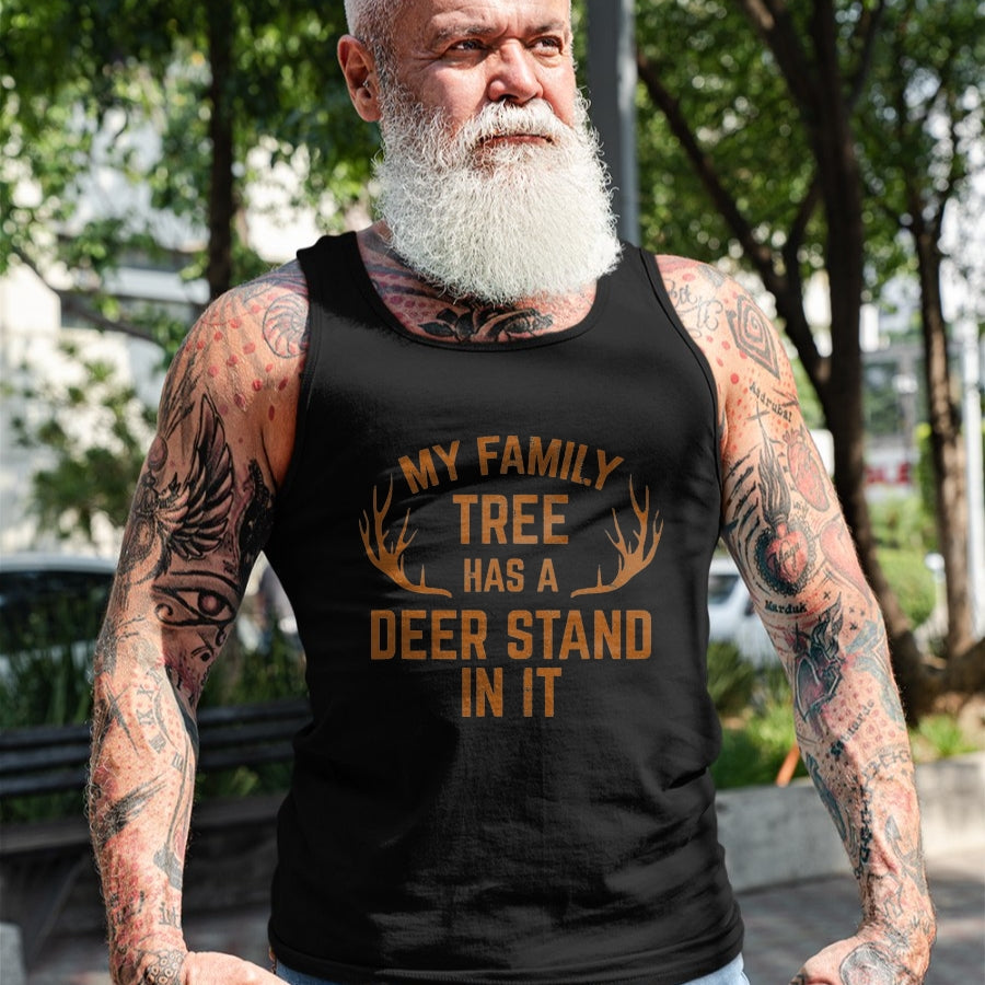 Funny Hunting Shirt, Gift For Hunting Lover Unisex T-Shirt/Hoodie/Sweatshirt HLT00 - My Family Tree Has A Deer Stand in It Hunting Tshirt T-Shirt, Men, Black, 3X-Large