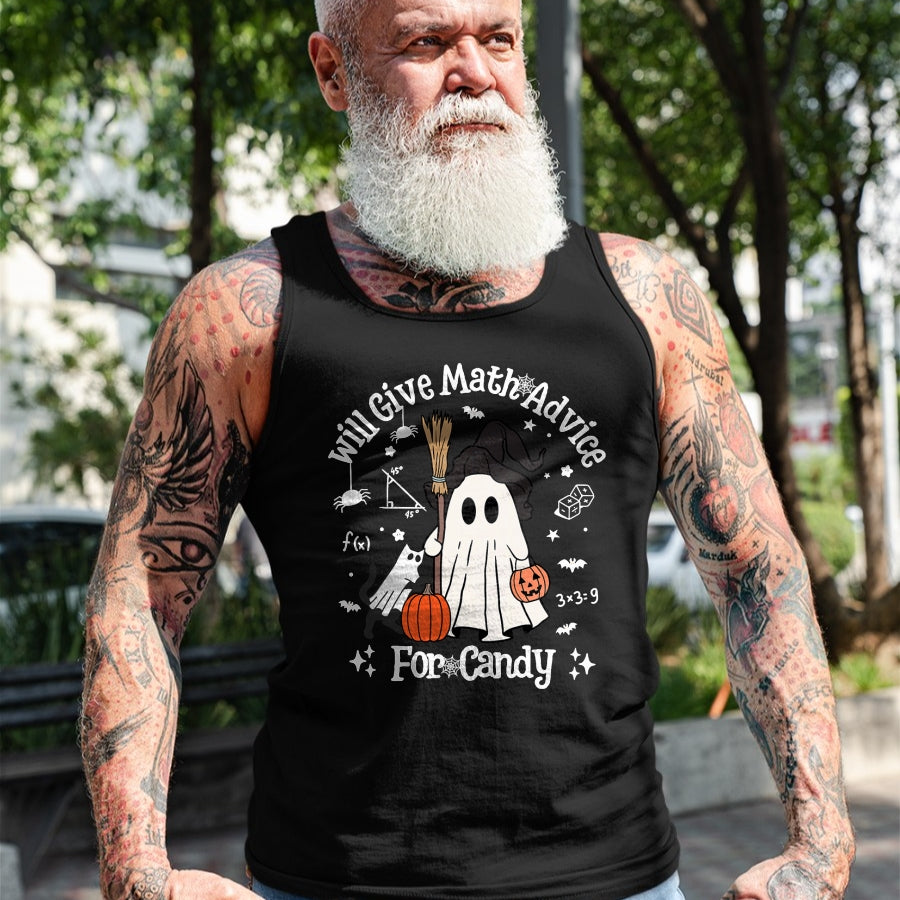 Best Teacher Shirt, Funny Teacher UnisexT-Shirt/Hoodie/Sweatshirt HLT00 - Funny Math Teacher Halloween Ghost Math Lover Teachers Woman T-Shirt