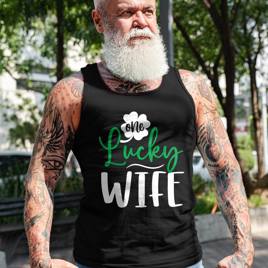 Best Wife Shirt, Wife and Husband Unisex T-Shirt/Hoodie/Sweatshirt HLT00 - Gift for wife T shirt, lucky wife   Womens Happy Saint Patricks Day Irish Shamrock One Lucky Wife Ta