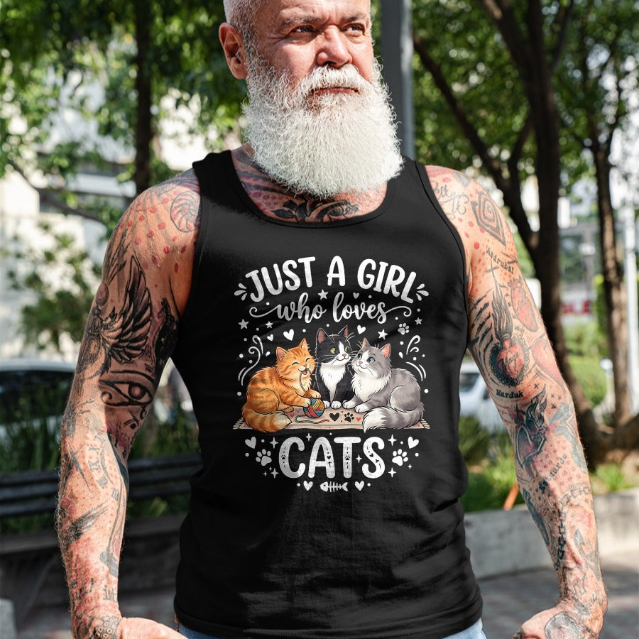 Cat Love Shirt, Funny Cat Lover Gift UnisexT-Shirt/Hoodie/Sweatshirt HLT00 - Just A Girl Who Loves Cats T-Shirt (2)