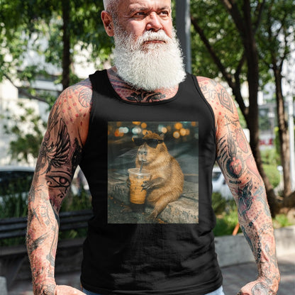 Cute Capybara Shirt, Funny Capybara Unisex T-Shirt/Hoodie/Sweatshirt HLT00 - Funny Capybara Drinking Iced Coffee Cute Animal Meme T-Shirt