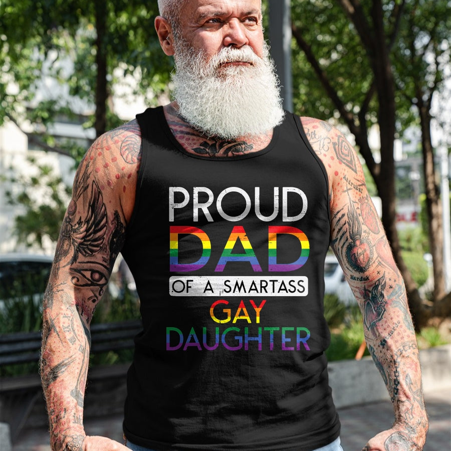Gift for Dad Shirt, Funny Dad Unisex T-Shirt/Hoodie/Sweatshirt HLT00 – Proud Dad Of A Gay Daughter Straight Ally LGBTQ Pride Month T-Shirt