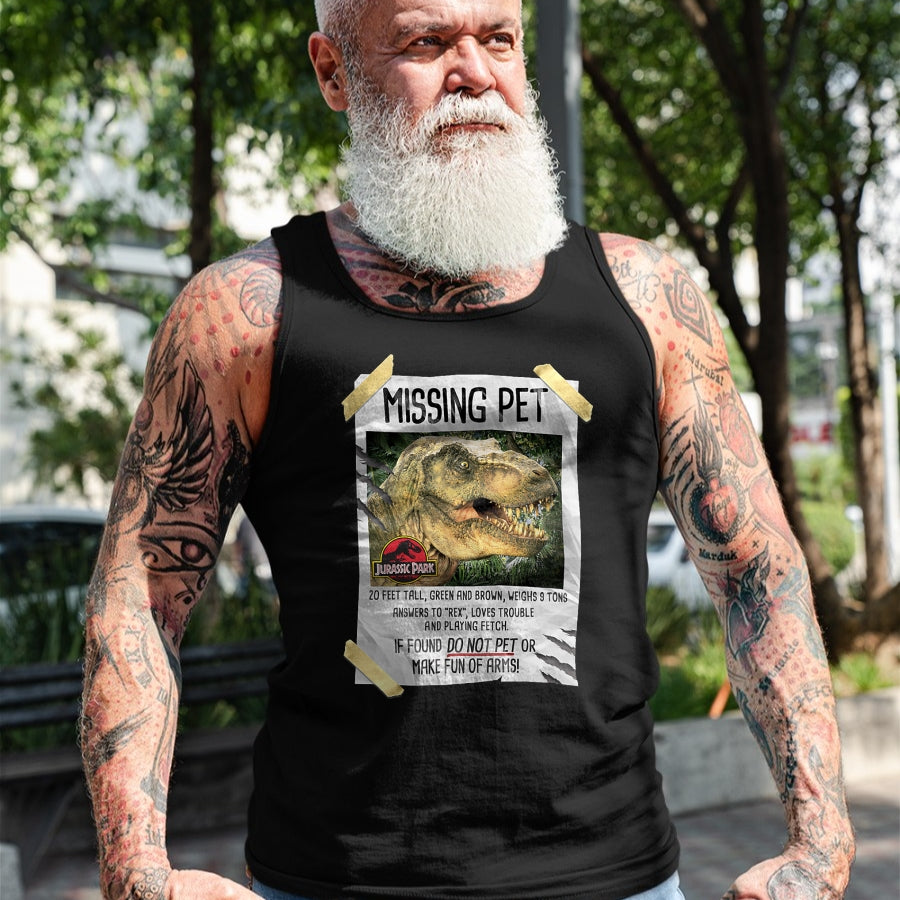 Best Dinosaur Lover Shirt, Funny Dinosaur UnisexT-Shirt/Hoodie/Sweatshirt HLT00 - Jurassic Park Missing Pet T-Rex Poster Taped Graphic Tee T-Shirt