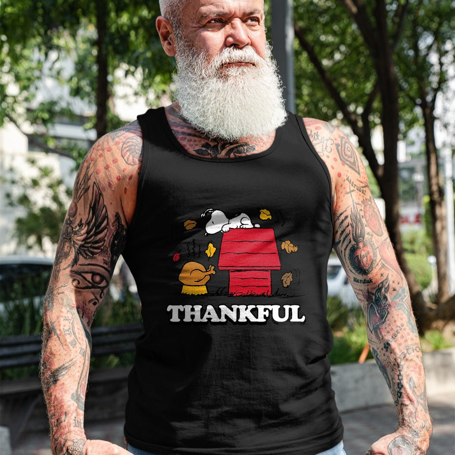 Best Thanksgiving Family Shirt , Funny Thanksgiving UnisexT-Shirt/Hoodie/Sweatshirt HLT00 - Peanuts - Snoopy Thankful Turkey with Fall Leaves T-Shirt