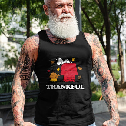 Best Thanksgiving Family Shirt , Funny Thanksgiving UnisexT-Shirt/Hoodie/Sweatshirt HLT00 - Peanuts - Snoopy Thankful Turkey with Fall Leaves T-Shirt