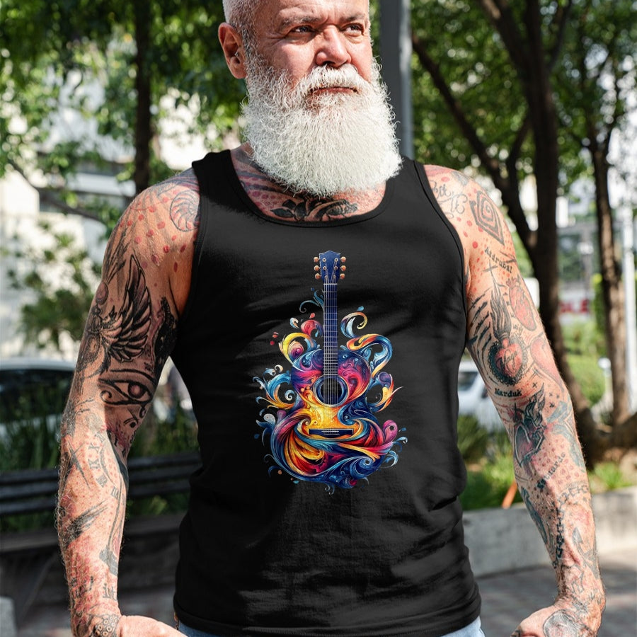 Guitar Lover Shirt, Funny Guitar UnisexT-Shirt/Hoodie/Sweatshirt HLT00 - Watercolor Guitar Instrument with Splash Guitar T-Shirt, Men, Black, 3X-Large