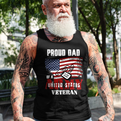 Gift for Dad Shirt, Funny Dad Unisex T-Shirt/Hoodie/Sweatshirt HLT00 – Proud Dad Of A Army Veteran American Flag Father Military T-Shirt