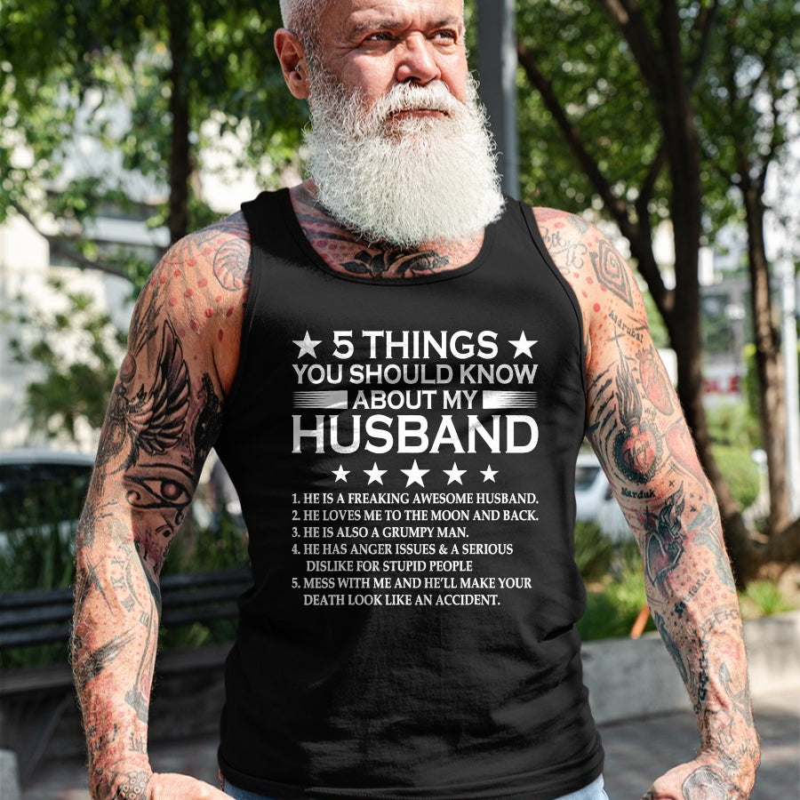 Best Husband Shirt, Wife and Husband Unisex T-Shirt/Hoodie/Sweatshirt HLT00 - 5 Things You Should Know About My Husband Marriage T-Shirt (1)