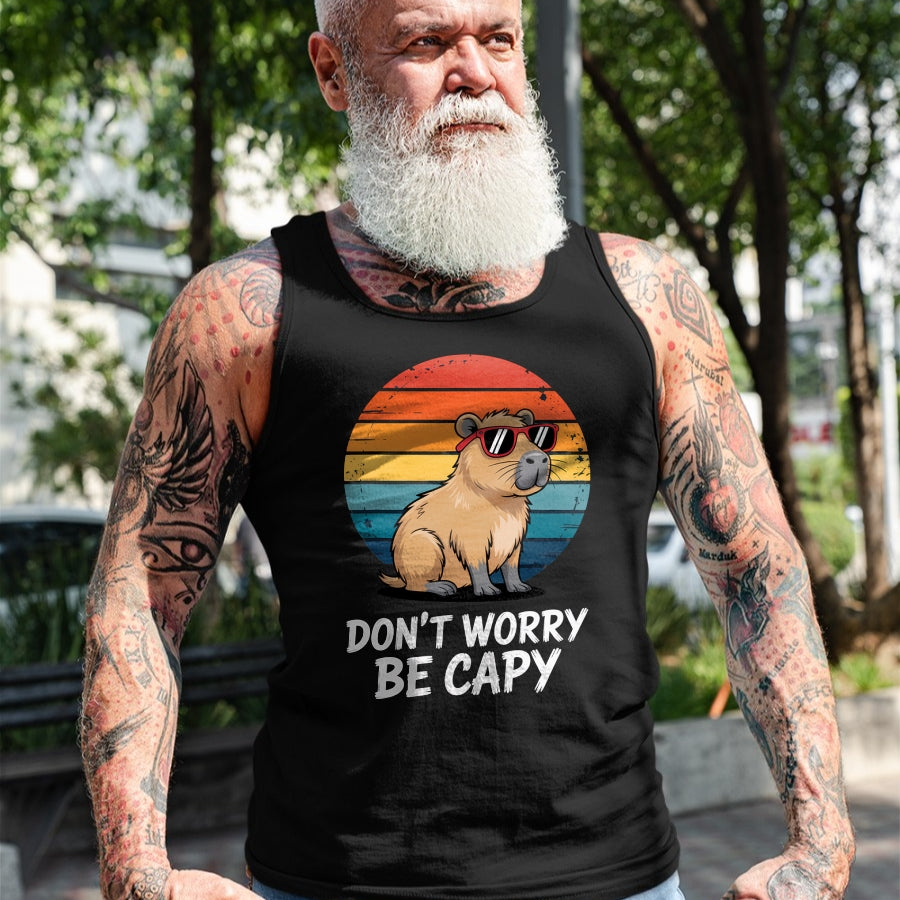 Cute Capybara Shirt, Funny Capybara Unisex T-Shirt/Hoodie/Sweatshirt HLT00 - Don_t Worry Be Capy Relaxed Capybara Lovers Summer Vibes T-Shirt