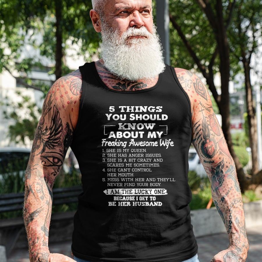 Best Wife Shirt, Wife and Husband Unisex T-Shirt/Hoodie/Sweatshirt HLT00 - Awesome 5 Things You Should Know About My Freaking Wife T-Shirt
