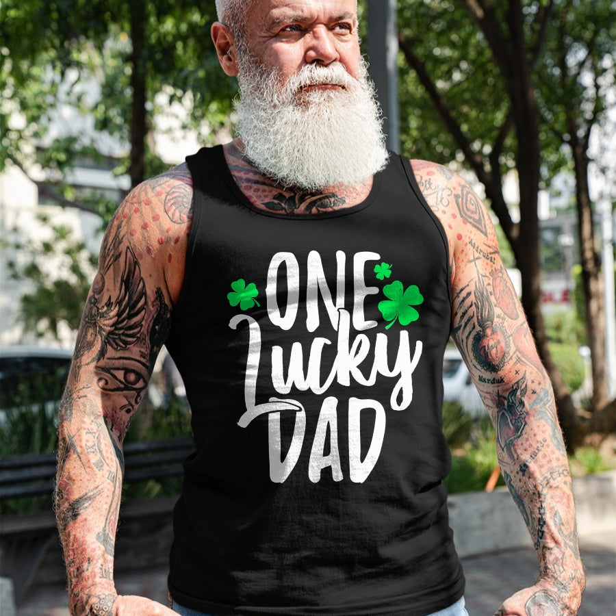 Gift for Dad Shirt, Funny Dad Unisex T-Shirt/Hoodie/Sweatshirt HLT00 – One Lucky Dad St. Patrick_s Day Shamrock Family Pajama T-Shirt