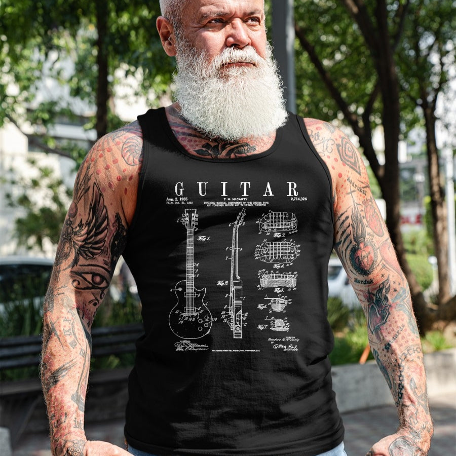 Guitar Lover Shirt, Funny Guitar UnisexT-Shirt/Hoodie/Sweatshirt HLT00 - Electric Guitar Vintage Patent Guitarist Drawing Print T-Shirt
