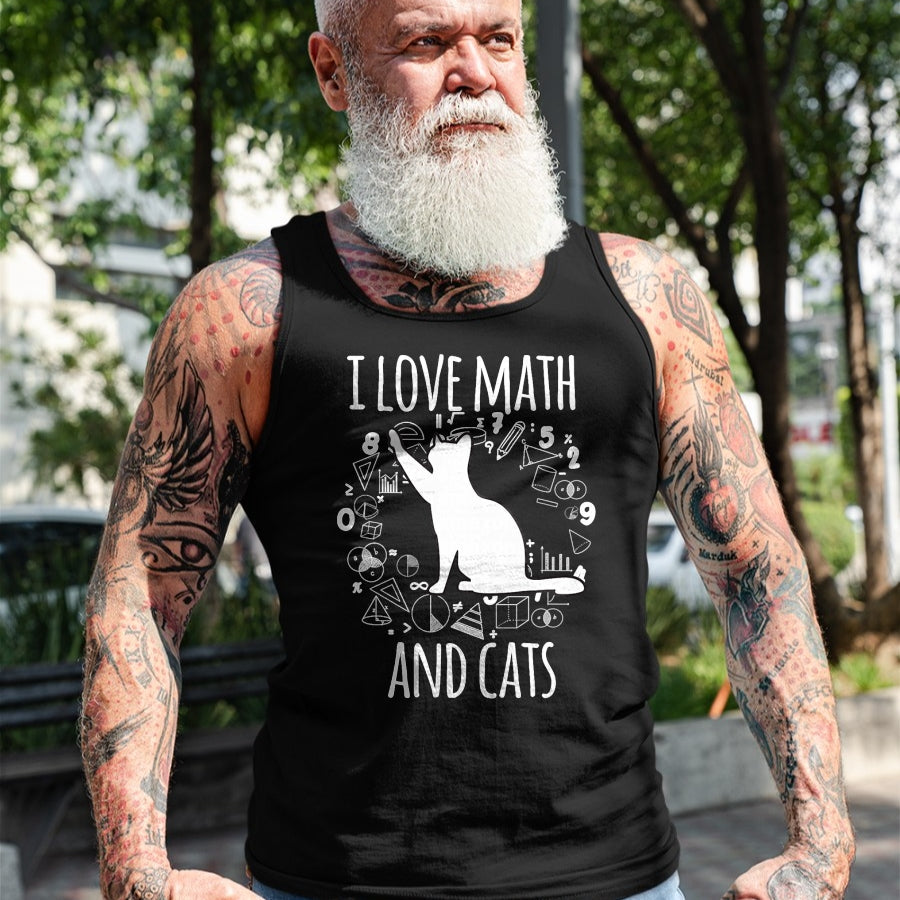 Cat Love Shirt, Funny Cat Lover Gift UnisexT-Shirt/Hoodie/Sweatshirt HLT00 - Math Nerd Math Teacher Cat Lover I Love Math And Cats T-Shirt