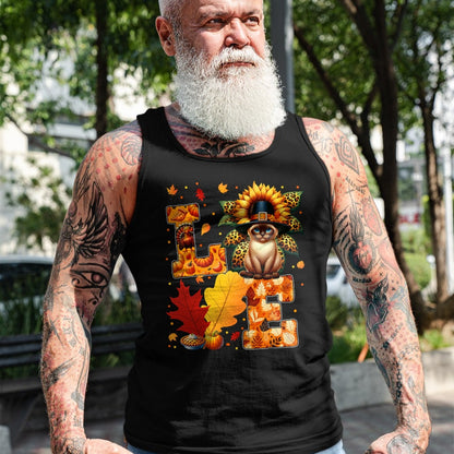 Cat Love Shirt, Funny Cat Lover Gift UnisexT-Shirt/Hoodie/Sweatshirt HLT00 - LOVE Thanksgiving Siamese Cat Costume Fall Leaves Sunflower T-Shirt for Men Women Kids