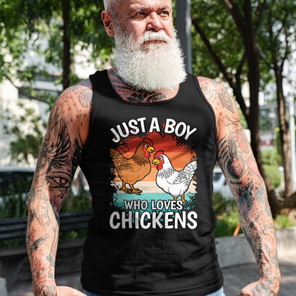 Best Farmer Life Shirt, Funny Farmer UnisexT-Shirt/Hoodie/Sweatshirt HLT00 - Just A Boy Who Loves Chickens Retro Farmer Farming Boys Kids T-Shirt