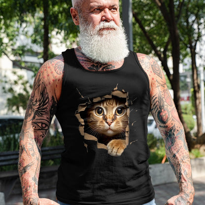 Cat Love Shirt, Funny Cat Lover Gift UnisexT-Shirt/Hoodie/Sweatshirt HLT00 - Cute Kitten Looks from Torn Fabric - Cats T-Shirt, Men, Olive Green, X-Large