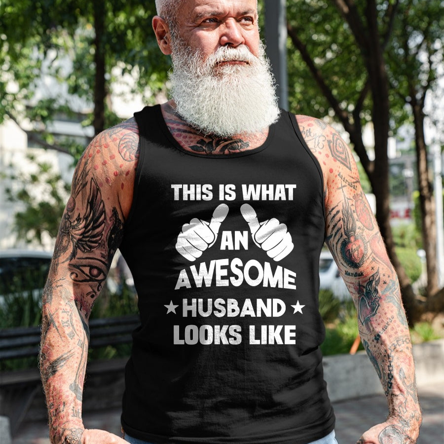 Best Wife Shirt, Wife and Husband Unisex T-Shirt/Hoodie/Sweatshirt HLT00 - This Is What An Awesome Husband Looks Like Gift T-Shirt (1)