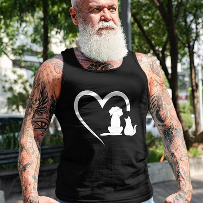 Cat Love Shirt, Funny Cat Lover Gift UnisexT-Shirt/Hoodie/Sweatshirt HLT00 - Dog Puppy and Baby Cat Heart - Animal Dog & Cat Heart T-Shirt, Men, Black, 3X-Large