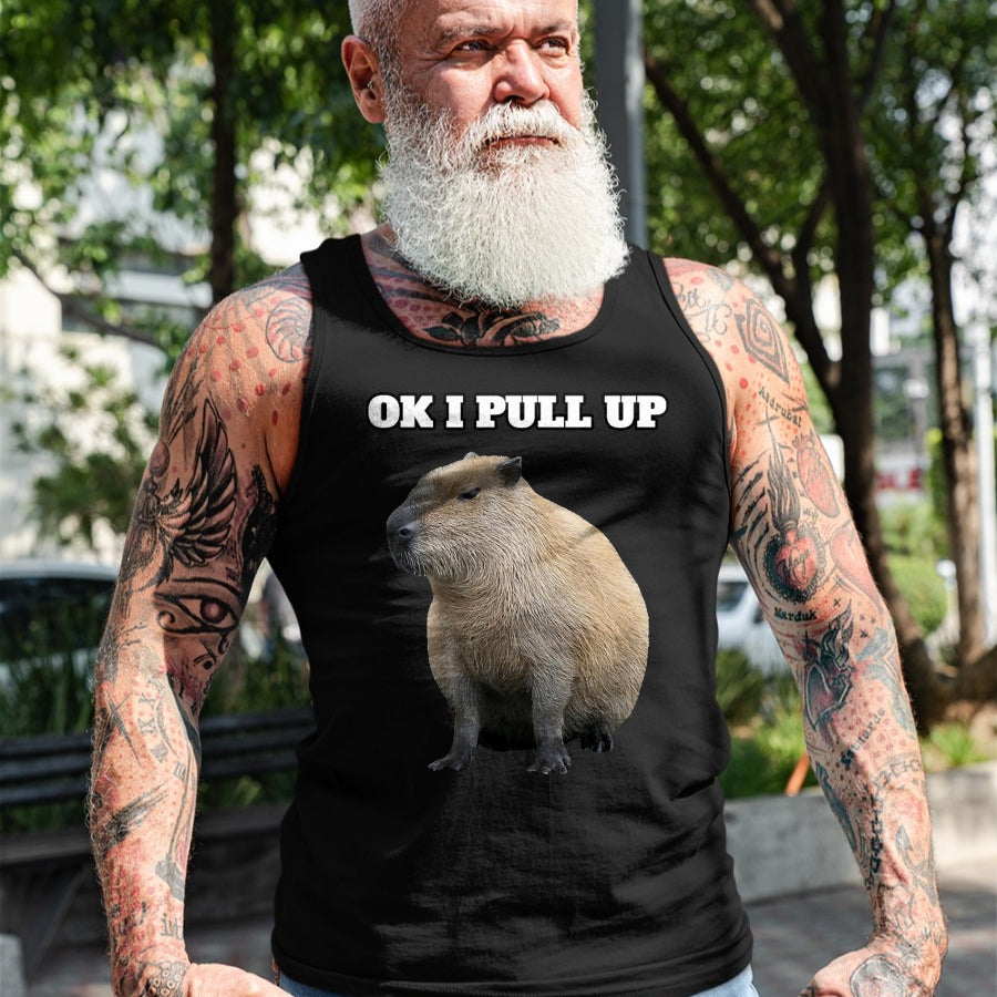 Cute Capybara Shirt, Funny Capybara Unisex T-Shirt/Hoodie/Sweatshirt HLT00 - Ok I Pull Up Capybara T-Shirt