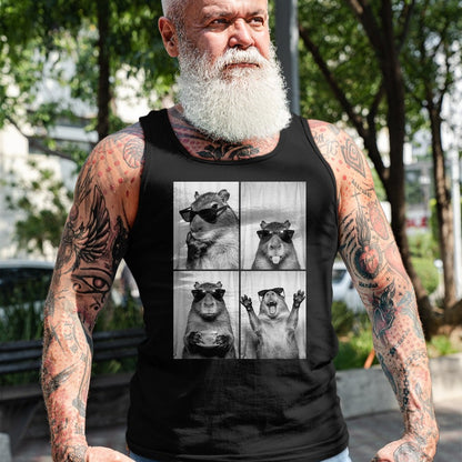 Cute Capybara Shirt, Funny Capybara Unisex T-Shirt/Hoodie/Sweatshirt HLT00 - Funny Capybara Photobooth, Capybara with Sunglasses, Rodent T-Shirt, Men, Black, 3X-Large