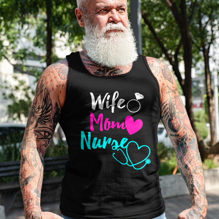 Funny Nurse Shirt, Nurse Unisex T-Shirt/Hoodie/Sweatshirt HLT00 - Wife Mom Nurse Womens RN LPN Mothers Day Gift For Nurses T-Shirt