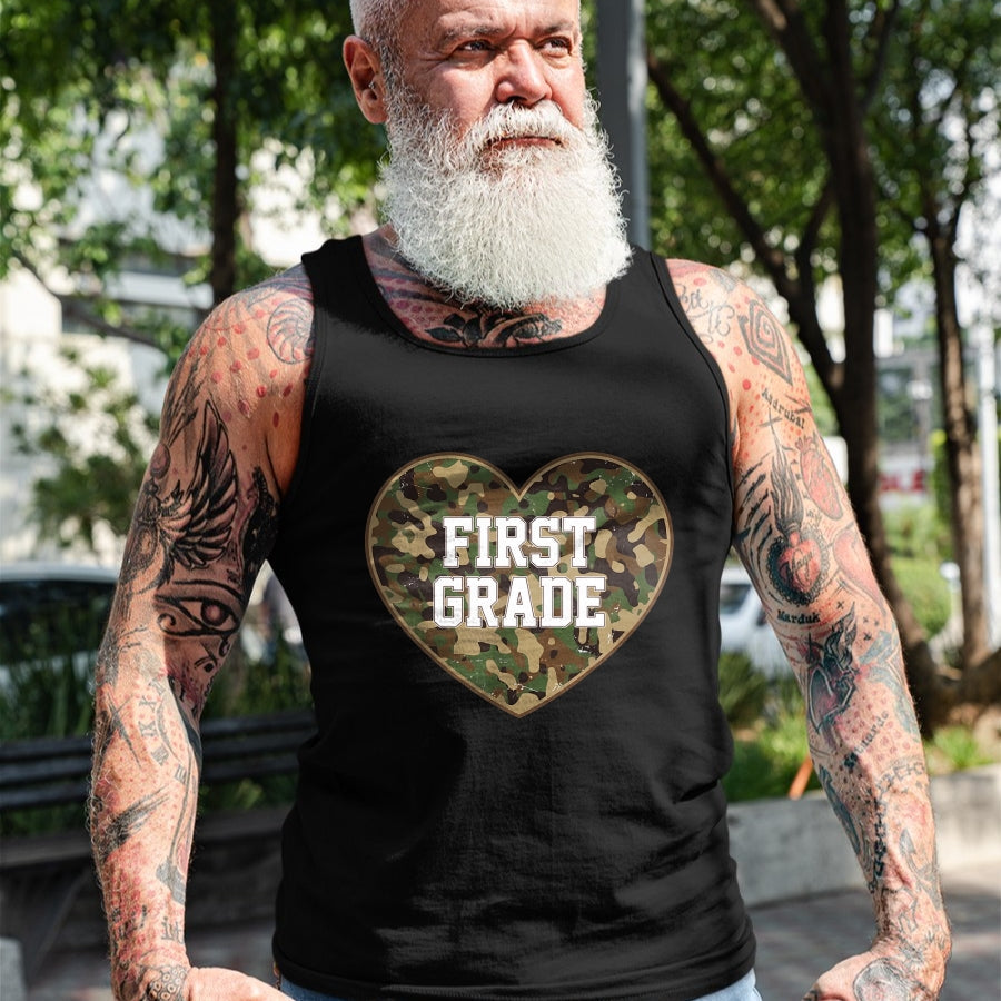 Best Student Shirt, Funny Back To School UnisexT-Shirt/Hoodie/Sweatshirt HLT00 - Back to School Ready to First Grade Heart Camo for Kids Teen T-Shirt