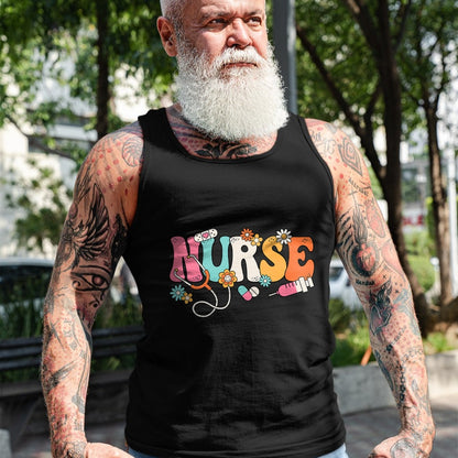 Funny Nurse Shirt, Nurse Unisex T-Shirt/Hoodie/Sweatshirt HLT00 - Cute Retro Groovy Nurse Flower Nursing T-Shirt