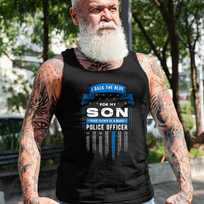 Gift for Dad Shirt, Funny Dad Unisex T-Shirt/Hoodie/Sweatshirt HLT00 – Police Officer I Back the Blue for my Son Proud Father T-Shirt