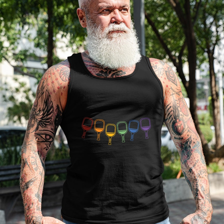 Funny Pickleball Shirt, Pickleball Lover Unisex T-Shirt/Hoodie/Sweatshirt HLT00 - Pickleball Gay Pride Rainbow Pickleball T-Shirt