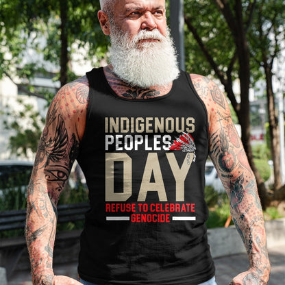 Native American T-Shirts, Vintage Native American Unisex T-Shirt/Hoodie/Sweatshirt HLT00 - Indigenous Peoples Day Refuse To Celebrate Genocide