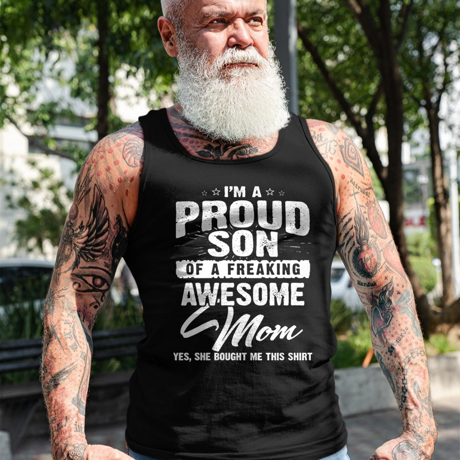 Gift for Mom Shirt, Funny Mom Unisex T-Shirt/Hoodie/Sweatshirt HLT00 - I'm A Spoiled Son But Not Yours Freaking Awesome Mom Vintage T-Shirt