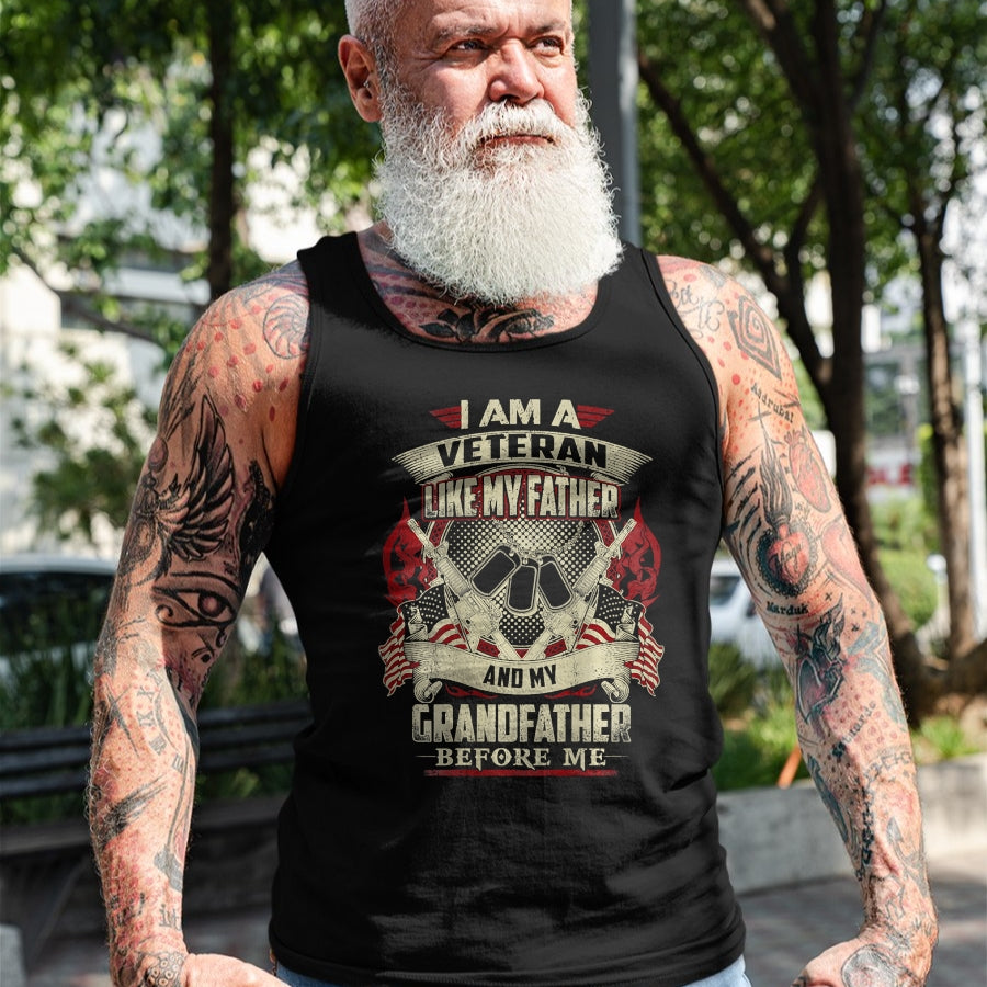 Gift for Dad Shirt, Funny Dad Unisex T-Shirt/Hoodie/Sweatshirt HLT00 – I_m A Veteran Like My Father Proud Army Grandfather T-Shirt