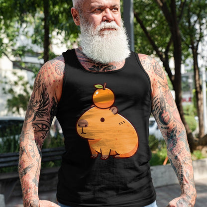 Cute Capybara Shirt, Funny Capybara Unisex T-Shirt/Hoodie/Sweatshirt HLT00 - Capybara with Orange on the Head Capybara T-Shirt