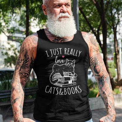Cat Love Shirt, Funny Cat Lover Gift UnisexT-Shirt/Hoodie/Sweatshirt HLT00 - I Just Really Love Reading Books And Cats Funny Cat And book T-Shirt